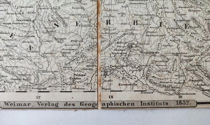 1852 Map of Hungary & Galicia – H. Kiepert, Weimar Geographical Institute, Original Folding Atlas Map