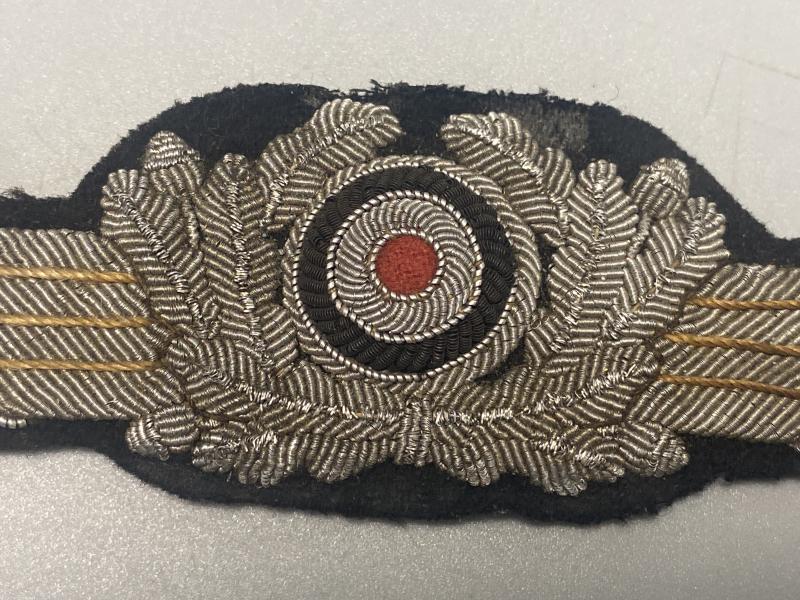 WWII German Luftwaffe Officer Bullion Cap Cockade – Visor Cap Insignia
