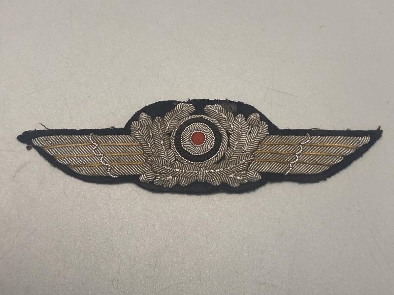 WWII German Luftwaffe Officer Bullion Cap Cockade – Visor Cap Insignia