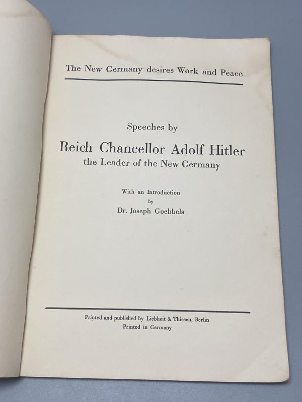 1933 German Book – The New Germany Desires Work and Peace