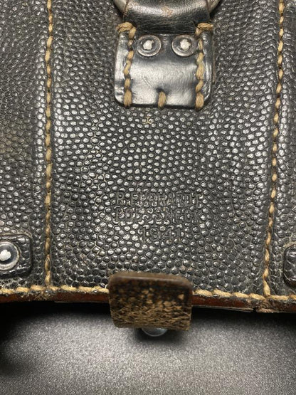WWII German K98k Triple Ammunition Pouch – Black Leather, R. Ehrhardt 1941