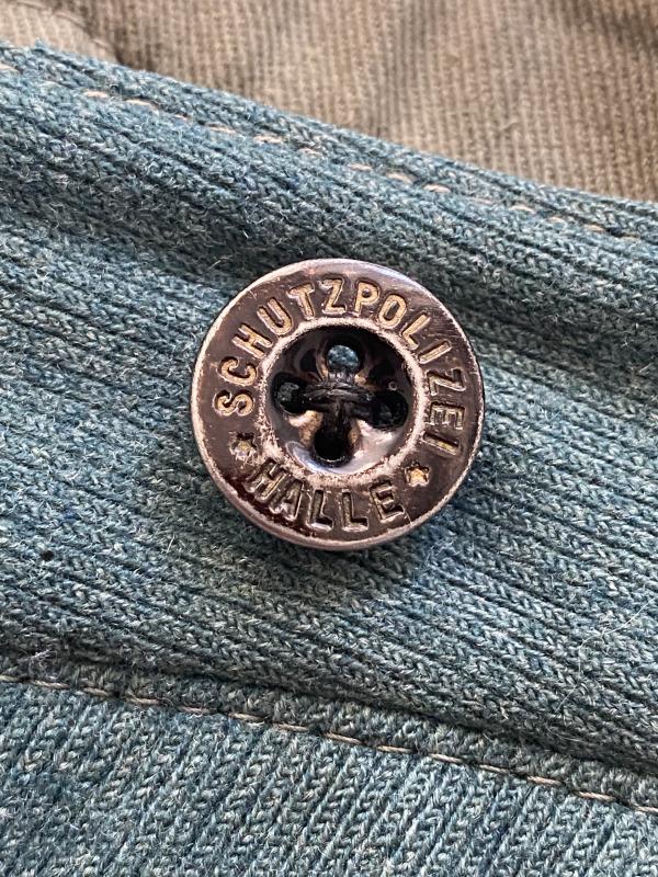 WWII German Schutzpolizei Trousers – Grey-Green Wool With Orange Piping