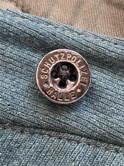 WWII German Schutzpolizei Trousers – Grey-Green Wool With Orange Piping