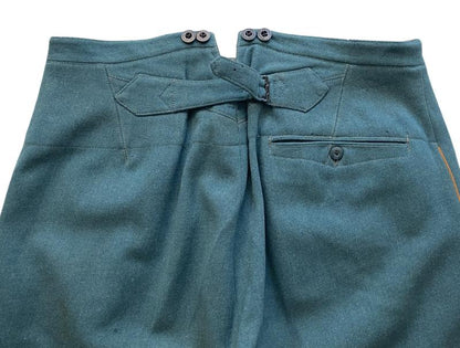 WWII German Schutzpolizei Trousers – Grey-Green Wool With Orange Piping