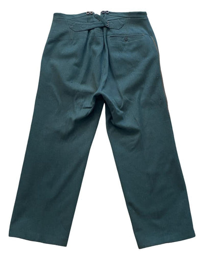 WWII German Schutzpolizei Trousers – Grey-Green Wool With Orange Piping