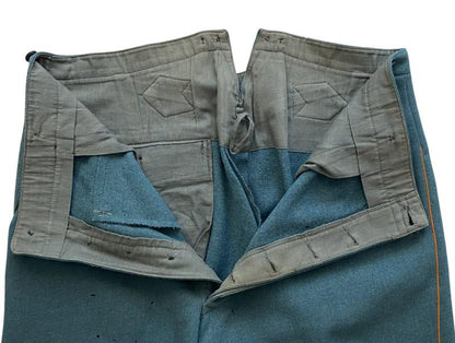 WWII German Schutzpolizei Trousers – Grey-Green Wool With Orange Piping