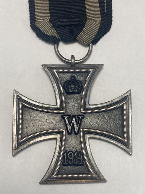WWI German Iron Cross Second Class (1914–1918) – H. J. Wilm “WILM” Maker, With Ribbon