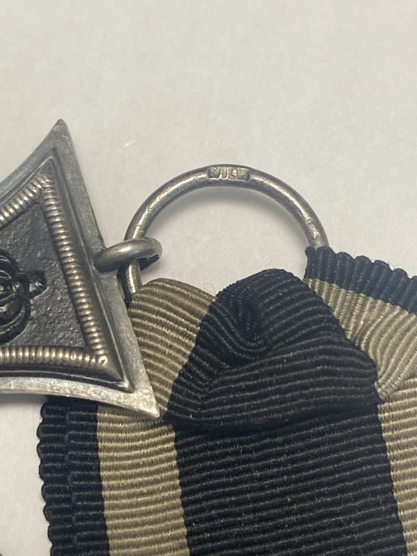 WWI German Iron Cross Second Class (1914–1918) – H. J. Wilm “WILM” Maker, With Ribbon
