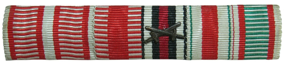 WWI Austrian Veteran Ribbon Bar (1914–1918) – Six Awards, Full Dress Miniature Mount
