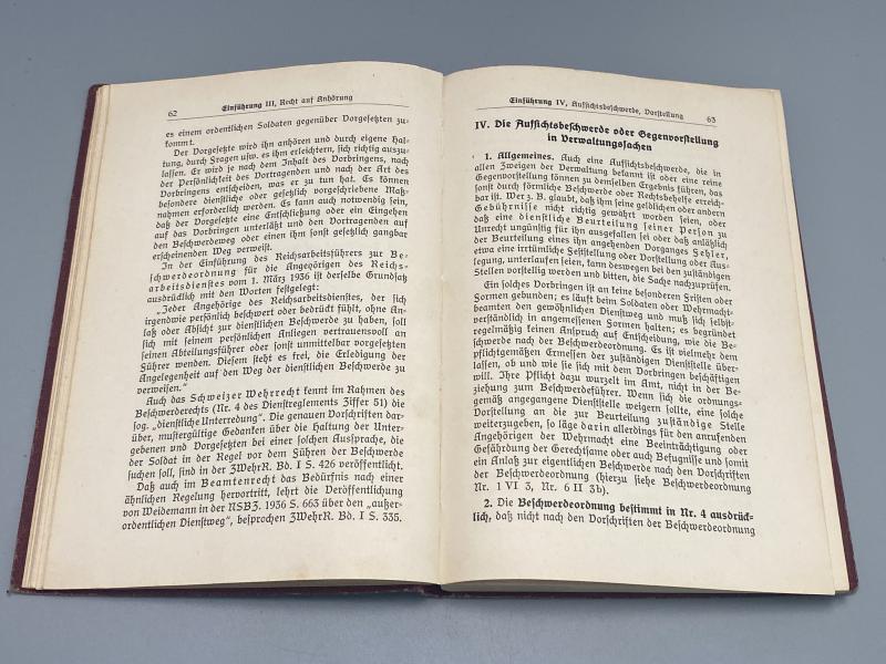 1938 Wehrmacht Complaint Regulations Book – Beschwerdeordnung für die Angehörigen der Wehrmacht