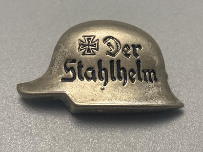 WWI–Interwar German Veterans Badge – “Der Stahlhelm” Helmet Form Pin