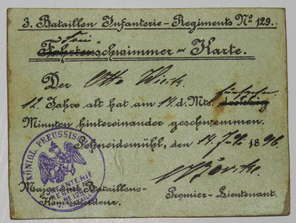 Imperial German ID & Membership Card Group to Otto Wieck (1884–1911) – Railway Pass, Officers’ Union & Water Transport Documents