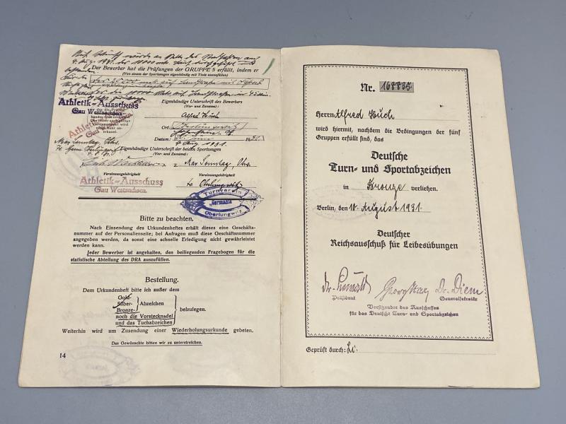 Named Pre-War DRA Sports Badge Document Grouping – Bronze & Silver Awards, Alfred Huch