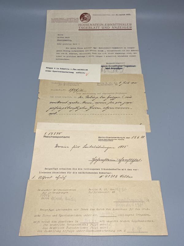 Named Pre-War DRA Sports Badge Document Grouping – Bronze & Silver Awards, Alfred Huch