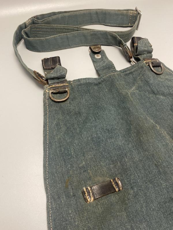 WWII German Feldgendarmerie Bread Bag with Strap – Blue-Grey Canvas