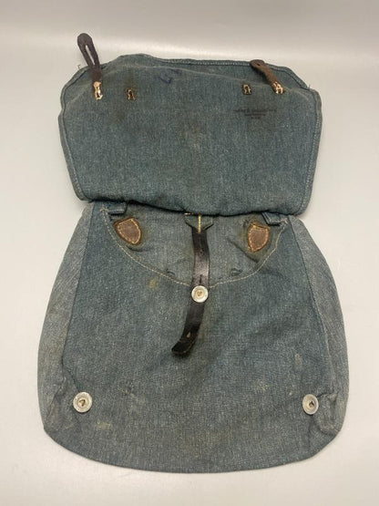 WWII German Feldgendarmerie Bread Bag with Strap – Blue-Grey Canvas