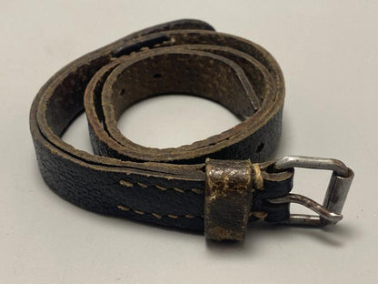 WWII German Army Zeltbahn Equipment Strap 1943 – Pigskin Leather, Zinc Buckle