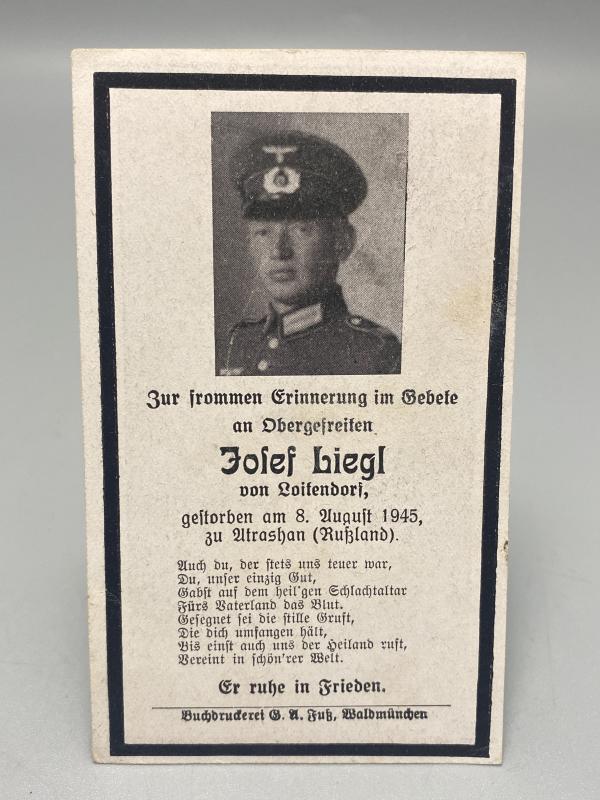 WWII German Death Card (Sterbebild) – Josef Liegl, Died in Soviet Captivity