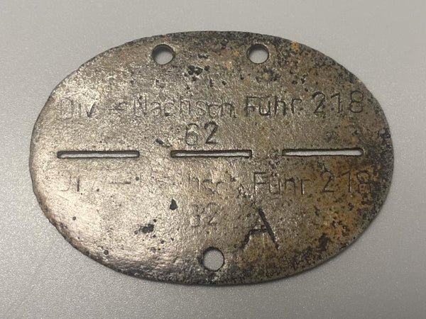 WWII German Army ID Disc – Divisions-Nachschub-Führungs-Abt. 218