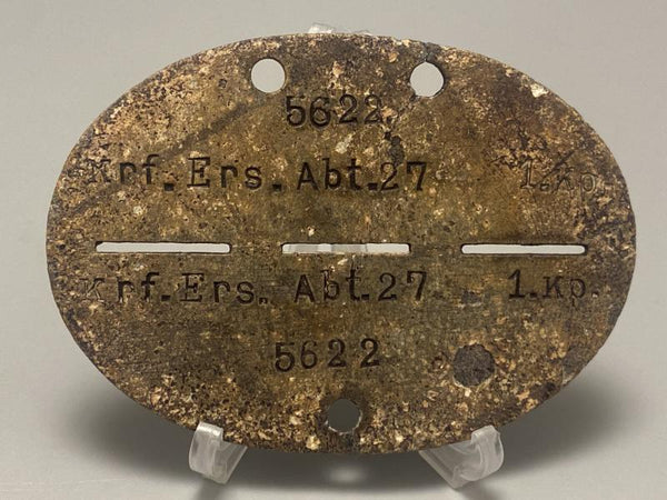 WWII German Wehrmacht ID Disc – Kraftfahr Ersatz Abteilung 27 (Motor Transport Unit)