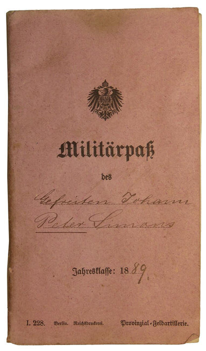 WWI German Militärapass – Gefreiter Simans (2. Rhein Fld Art Rgt 23 / Hess. Feld Art Rgt 11)