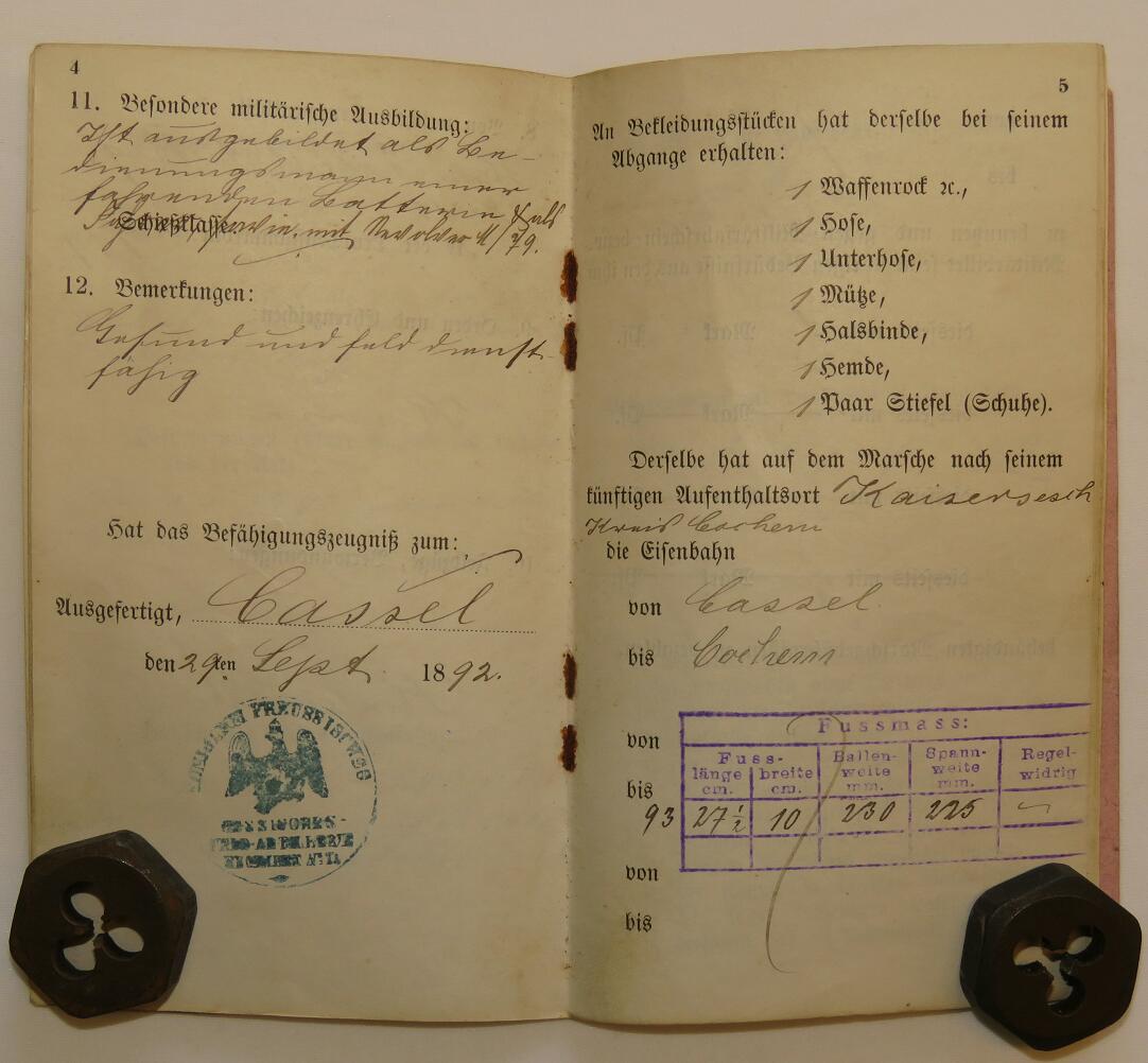 WWI German Militärapass – Gefreiter Simans (2. Rhein Fld Art Rgt 23 / Hess. Feld Art Rgt 11)