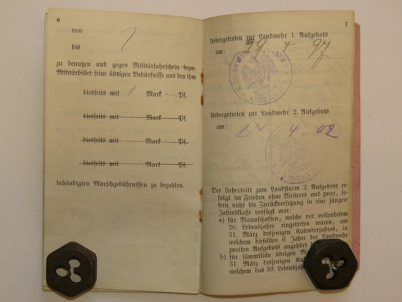 WWI German Militärapass – Gefreiter Simans (2. Rhein Fld Art Rgt 23 / Hess. Feld Art Rgt 11)