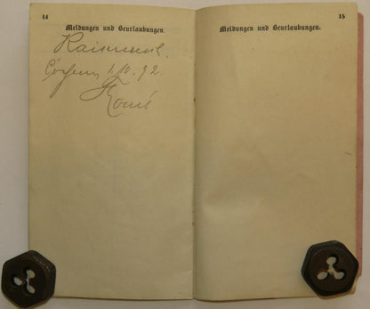 WWI German Militärapass – Gefreiter Simans (2. Rhein Fld Art Rgt 23 / Hess. Feld Art Rgt 11)