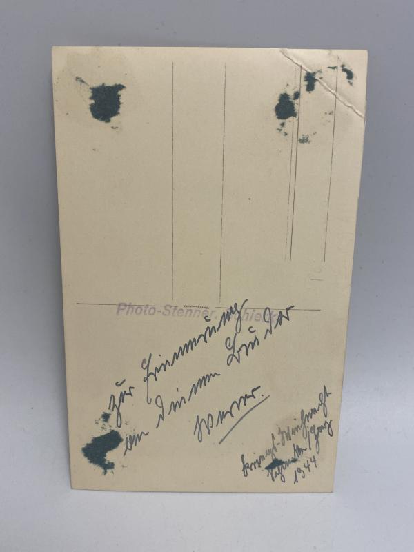 WWII German Army Panzer Crewman Studio Portrait – Black Panzer Uniform, 1944 Dated