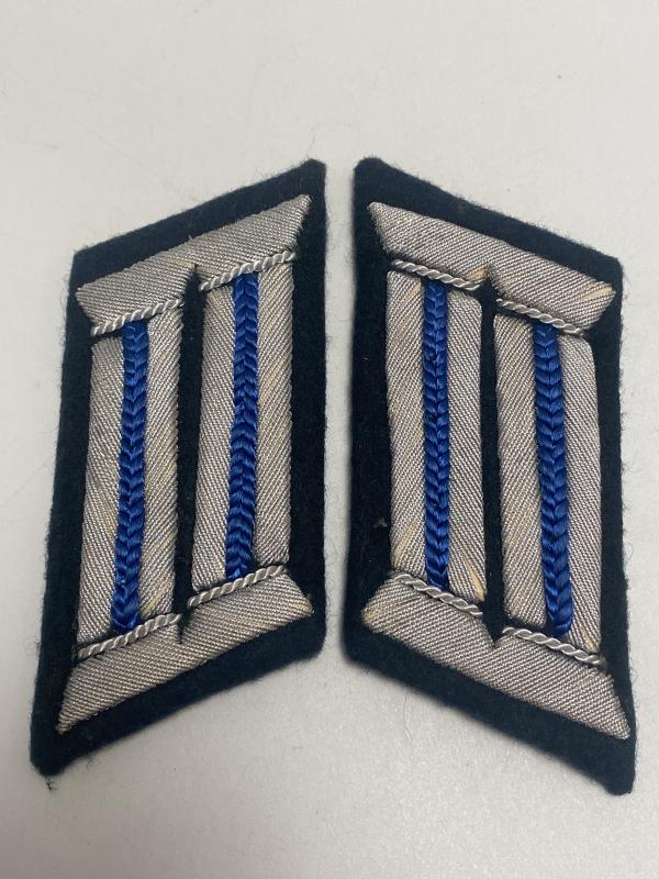 WWII German Army Transport Officer Collar Tabs – Blue Waffenfarbe (Mint Pair)