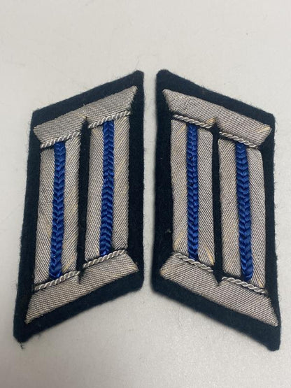 WWII German Army Transport Officer Collar Tabs – Blue Waffenfarbe (Mint Pair)