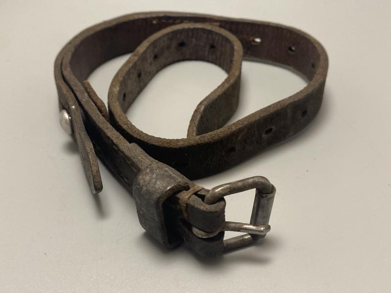 WWII German Army Zeltbahn Equipment Strap 1940 – Aachen Made, Black Leather