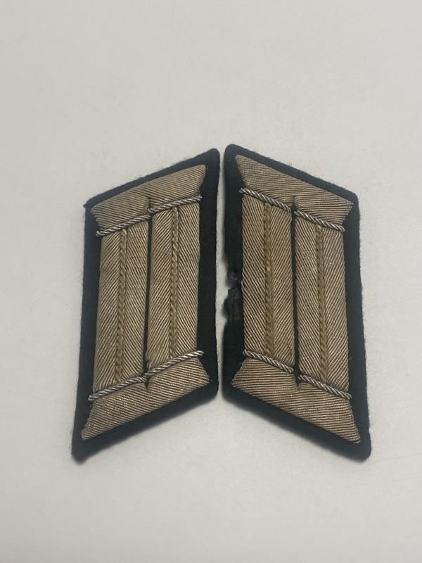 WWII German Army Infantry Officer Collar Tabs with Silver Litzen