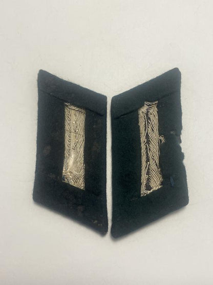 WWII German Army Infantry Officer Collar Tabs with Silver Litzen