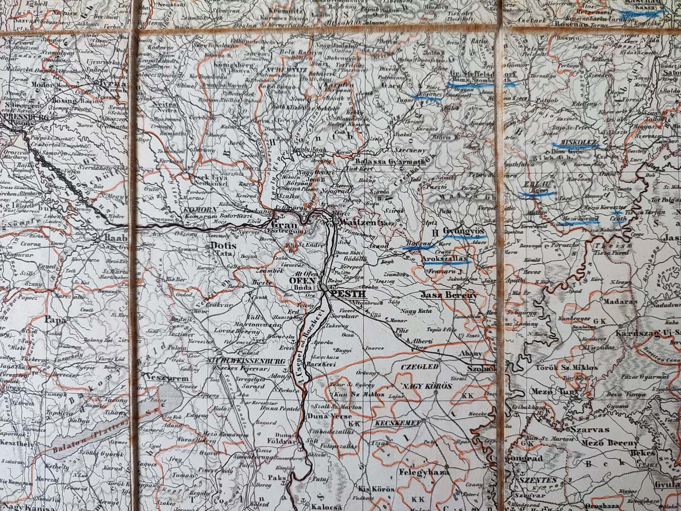 1852 Map of Hungary & Galicia – H. Kiepert, Weimar Geographical Institute, Original Folding Atlas Map