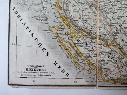 1852 Map of Hungary & Galicia – H. Kiepert, Weimar Geographical Institute, Original Folding Atlas Map