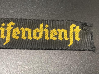 WWII Hitler Youth (HJ) Streifendienst Cuff Title – BeVo Woven, Uniform-Removed Example