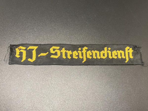 WWII Hitler Youth (HJ) Streifendienst Cuff Title – BeVo Woven, Uniform-Removed Example