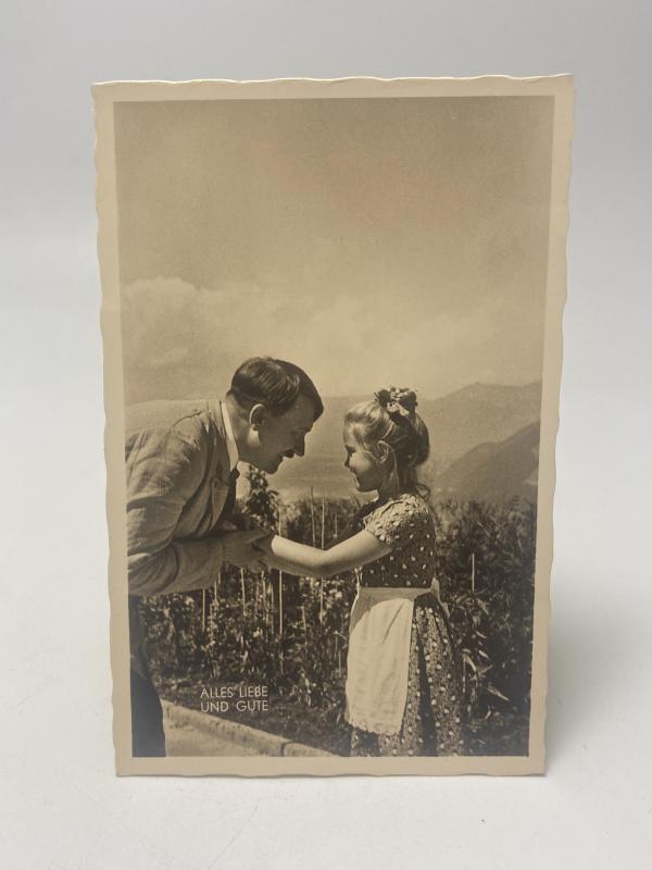WWII German Postcard Photograph “Alles Liebe und Gute” – Hitler & Rosa Bernile Nienau, Heinrich Hoffmann Studio