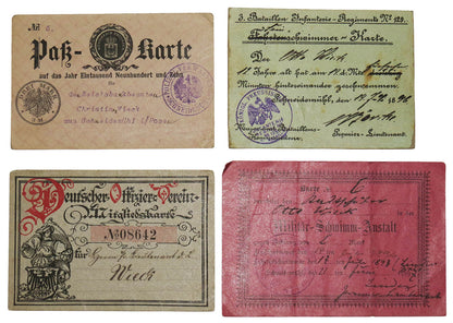 Imperial German ID & Membership Card Group to Otto Wieck (1884–1911) – Railway Pass, Officers’ Union & Water Transport Documents