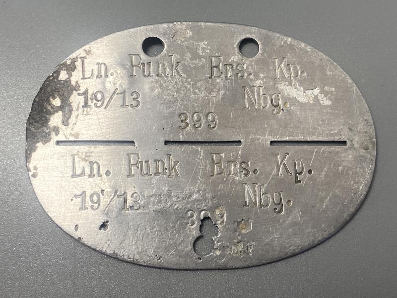 WWII German Luftwaffe ID Disc – Luftnachrichten Ersatz Kp. 19/13