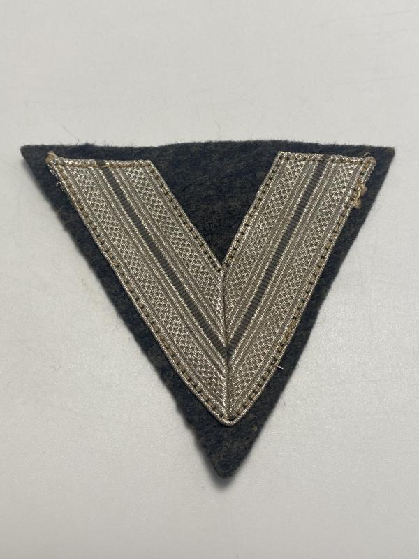WWII Luftwaffe Gefreiter Enlisted Rank Chevron – Silver Tresse on Blue Wool