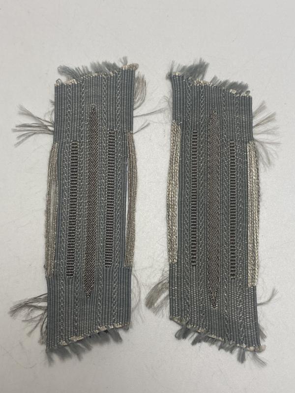 WWII German M44 Enlisted Collar Tabs – Grey Rayon, Unissued Matching Pair
