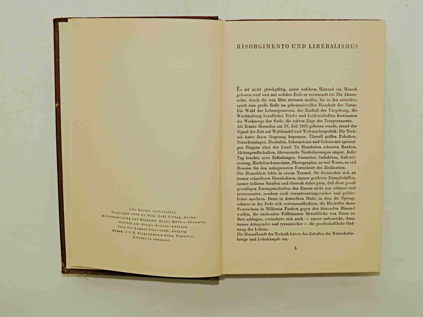 Mussolini und das neue Italien – Gert Buchheit, 1938