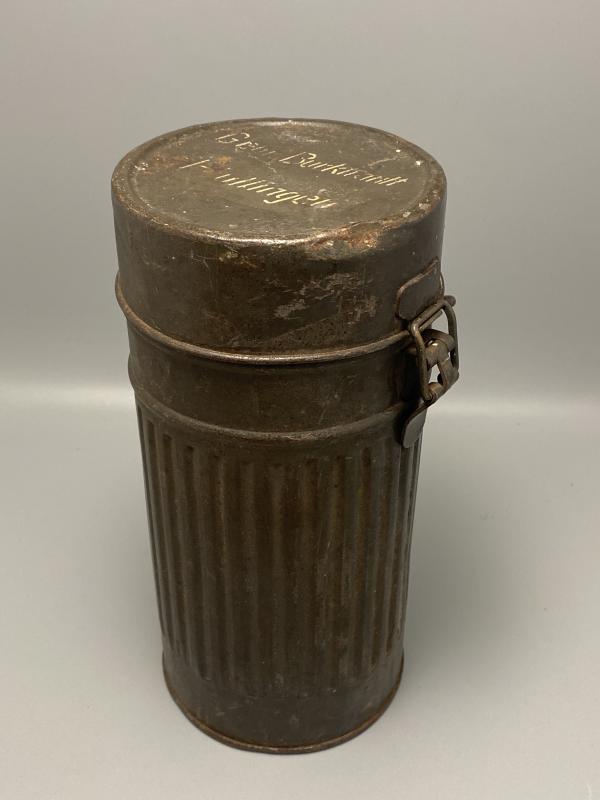 Pre-War German Reichswehr Gas Mask Tin – 1934 Dated, Named Example