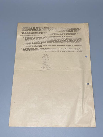 1939 Bayern Munich Tax Document – German Finanzamt WWII Civil Record