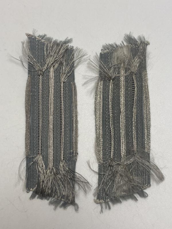 WWII German M44 Enlisted Collar Tabs – Grey Rayon, Unissued Matching Pair