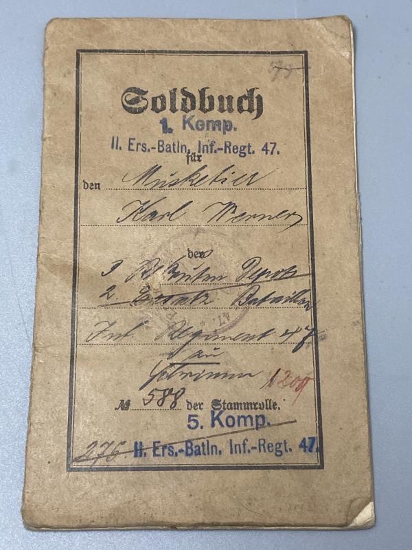 WWI German Soldbuch – Infanterie-Regiment Nr. 47, 1915 (Karl Menzel)