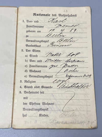 WWI German Soldbuch – Infanterie-Regiment Nr. 47, 1915 (Karl Menzel)