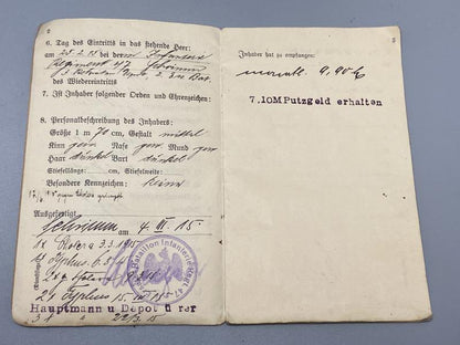 WWI German Soldbuch – Infanterie-Regiment Nr. 47, 1915 (Karl Menzel)